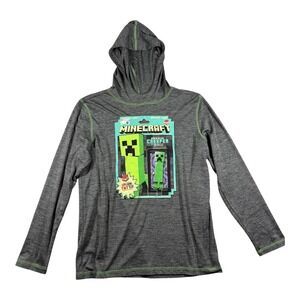 Mojang Minecraft Hoodie Kids Large Grey Creeper Action Figure Graphic Jinx
